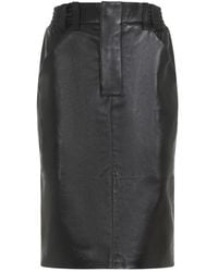 Saint Laurent - Rokken ,Zwart ,Leer Zwarte Midi-Rok Van Lamsleer - Lyst