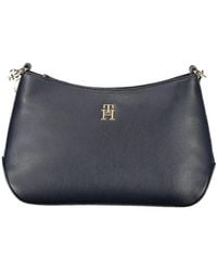 Tommy Hilfiger - Blaue polyester-schultertasche mit logo - Lyst