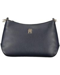 Tommy Hilfiger - Blaue polyester-schultertasche mit logo - Lyst