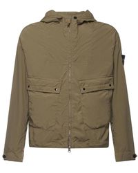 Stone Island - Jassen ,Groen ,Polyester Lichtgewicht Jas Met Capuchon - Lyst