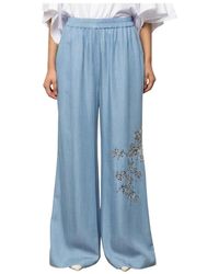Kaos - Wijde Broek Met Paillettenborduursel - Lyst