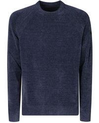 Rrd - Truien & Vesten ,Blauw ,Polyester Zachte Chenille Raglan Gebreide Trui - Lyst