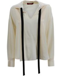 Max Mara - Zijden Blouse Met Strik - Lyst