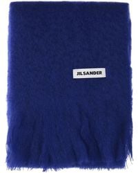 Jil Sander - Accessoires ,Blauw ,Wol Mohair-Blend Sjaal - Lyst