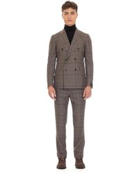 Tagliatore - Kostuums ,Grijs ,Wol Dubbelbreasted Wollen Jurk Vesuvio-Stijl - Lyst