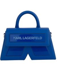 Karl Lagerfeld - Essentielle leder crossbody tasche in blau - Lyst