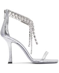 Jimmy Choo - Silberne Ledersandalen Heben Stil - Lyst