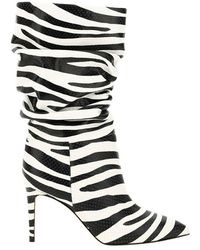 Paris Texas Zebra-striped leather slouchy boots - Blanc
