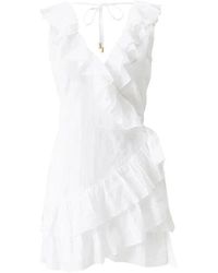 Melissa Odabash - Weiße Wickelkleid Mit Rüschen - Lyst