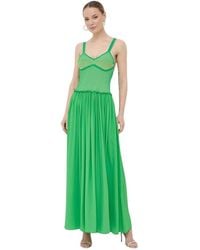 Beatrice B. - Kleedjes ,Groen ,Polyester Maxi Jurk Met Gebreide Top - Lyst