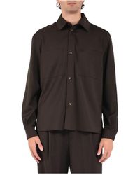 Laneus - Overshirt Aus Reiner Wolle Mit Knöpfen Und Taschen - Lyst