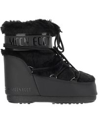 Moon Boot - Schoenen ,Zwart ,Leer Icon Lage Laarsjes Met Faux Fur - Lyst