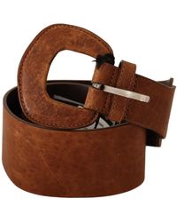 CoSTUME NATIONAL - Bruin Leren Riem Met Logodetails - Lyst