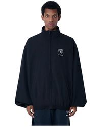 Balenciaga - Jassen ,Zwart ,Polyester Jas Met Ritssluiting En Logomotieven - Lyst