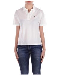 Lacoste - Tops ,Wit ,Katoen Crème Polo Shirts En Polos - Lyst