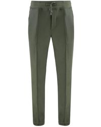 Moorer - Broeken ,Groen ,Wol Wollen Trainingsbroek Met Leren Details - Lyst