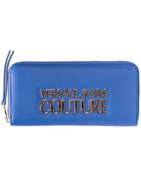 Versace - Blaue logo lock geldbörse - veganes leder - 4 fächer - Lyst