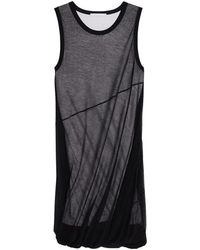 Helmut Lang - Kleedjes ,Zwart ,Katoen Zwarte Bubble Jurk Giricollo Jersey Overlay - Lyst