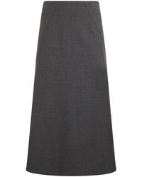 Alberta Ferretti - Rokken ,Grijs ,Wol Lange Uitlopende Rok - Lyst