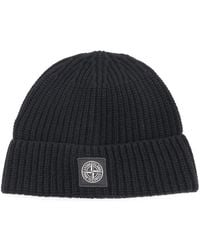 Stone Island - Logo Patch Rippstrick-Mütze - Lyst