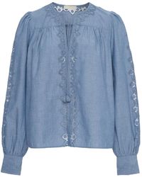 Ulla Johnson - Vintage-Geïnspireerde Chambray-Blouse Met Lange Mouwen - Lyst