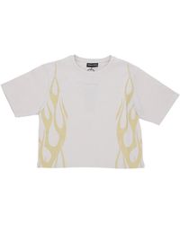 Vision Of Super - Tops ,Grijs ,Katoen Flames Tee T-Shirt Grijs - Lyst