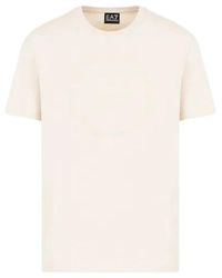 EA7 - T-shirt in cotone organico con logo ea7 - Lyst