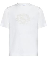 Burberry - Tops ,Wit ,Katoen T-Shirt Met Ronde Hals En Geborduurd Logo - Lyst