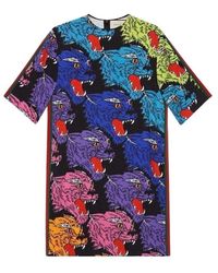Gucci Gezicht Van De Tijger Tuniekjurk - Blauw