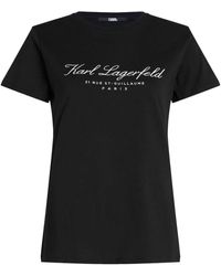 Karl Lagerfeld - Camiseta negra de algodón orgánico con cuello redondo - Lyst