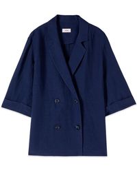 Oltre - Jassen ,Blauw ,Polyester Oversized, Ongestructureerd Double-Breasted Jasje - Lyst