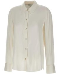 Vince - Overhemden ,Wit ,Spandex Zijden Blend Slim Button-Front Blouse - Lyst