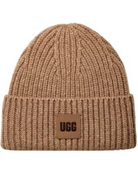 UGG - Accessoires ,Bruin ,Wol Chunky Rib Beanie - Lyst