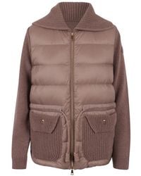 Moncler - Truien & Vesten ,Wol Gebreide Cardigan Van Wol En Kasjmier Met Vulling - Lyst