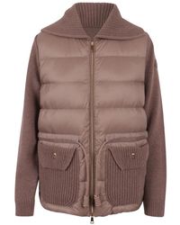 Moncler - Truien & Vesten ,Wol Gebreide Cardigan Van Wol En Kasjmier Met Vulling - Lyst