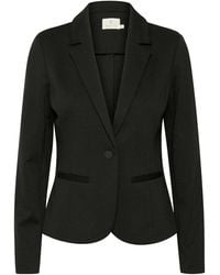 Kaffe - Zwarte Diepe Blazer Met Klassieke Kraag - Lyst