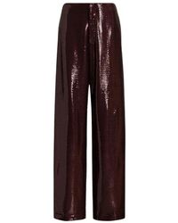 Alberta Ferretti - Glanzende Nacht Wijde Pijpen Broek Met Pailletten - Lyst