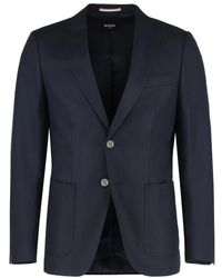 HUGO - Jassen ,Blauw ,Wol Wollen Reversjasje Met Zakken - Lyst
