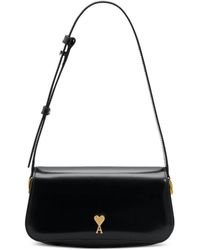 Ami Paris - Leather Shoulder Bag With Logo On The Front - Lyst