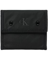 Calvin Klein - Schwarzes polyester portemonnaie mit knopfverschluss für männer - Lyst