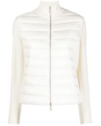 Moncler - Weiße Gepolsterte Pullover Mit Logopatch - Lyst