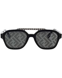 Fendi - Glamouröse geometrische sonnenbrille mit schwarzem acetatrahmen und grauen gläsern - Lyst