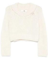 Ermanno Scervino - Cropped V-Neck Sweater - Lyst