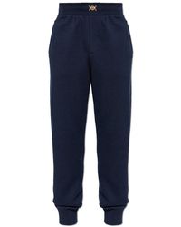 Versace - Broeken ,Blauw ,Katoen Cashmere-Blend Knit Trainingsbroeken - Lyst