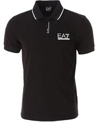 EA7 - Stretch pique polo shirt - Lyst