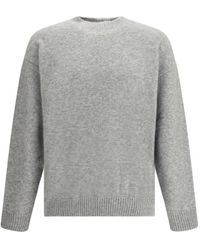 Laneus - Kaschmir Pullover Mit Geripptem Rundhalsausschnitt - Lyst