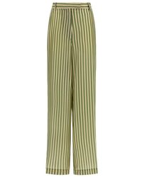 Dries Van Noten - Broeken ,Groen ,Leer Penn Striped Cupro Pants - Lyst