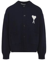 Ami Paris - Cardigan Met Ronde Hals - Lyst