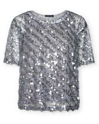 Elena Miro - Bluse Mit Pailletten - Lyst