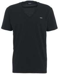 DSquared² - Geripptes v-ausschnitt t-shirt mit logo-details - Lyst